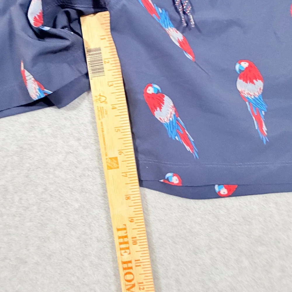 Hurley lined Swim Trunks Men Large Navy Blue Excellent Parrot Print Board Shorts